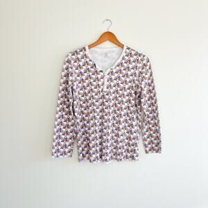 Roller Rabbit Turkey Gobble Pima Cotton Pajama Printed Top, Size Medium